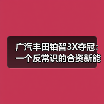 广汽丰田铂智3X夺冠：一个反常识的合资新能源样本（图2）