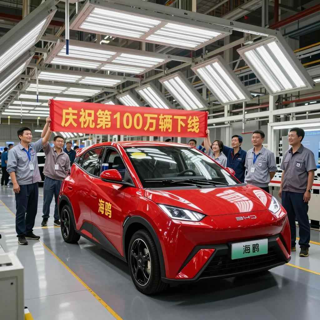 比亚迪海鸥第100万辆下线，27个月创全球最快纪录